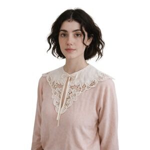 VINTAGE crochet lace appliqué detachable collar cottagecore soft girl 70s